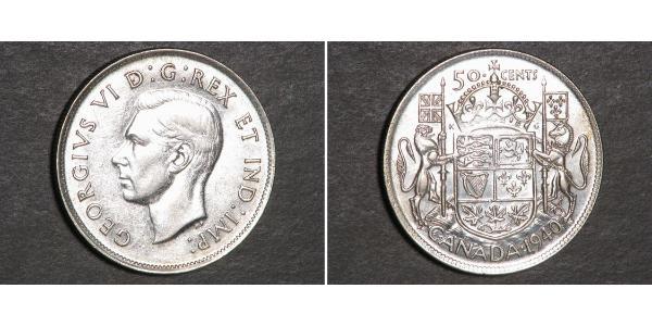 50 Цент Канада Срібло Георг VI (1895-1952)