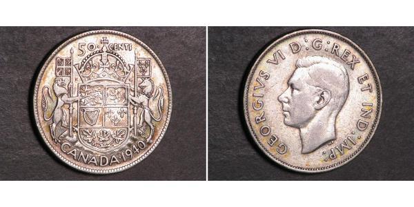 50 Цент Канада Срібло Георг VI (1895-1952)