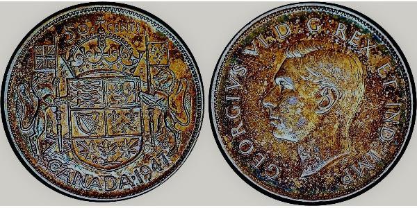 50 Цент Канада Срібло Георг VI (1895-1952)