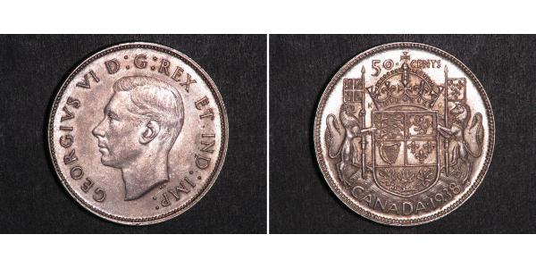 50 Цент Канада Срібло Георг VI (1895-1952)