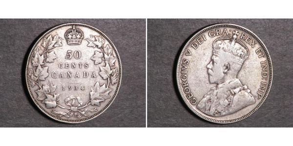 50 Цент Канада Срібло Георг V (1865-1936)