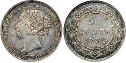 50 Цент Ньюфаундленд і Лабрадор Срібло Вікторія (1819 - 1901)