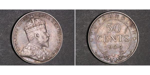 50 Цент Ньюфаундленд і Лабрадор Срібло Едвард VII (1841-1910)