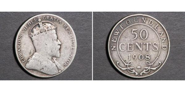 50 Цент Ньюфаундленд і Лабрадор Срібло Едвард VII (1841-1910)