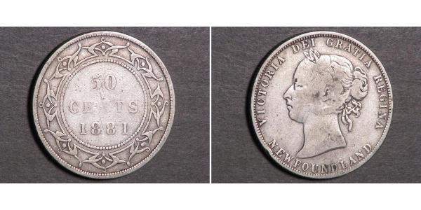 50 Цент Ньюфаундленд і Лабрадор Срібло Вікторія (1819 - 1901)