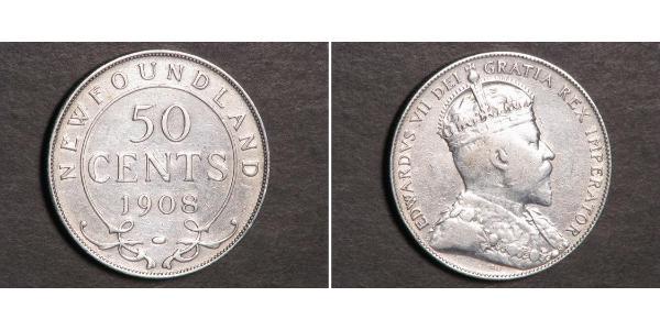50 Цент Ньюфаундленд і Лабрадор Срібло Едвард VII (1841-1910)