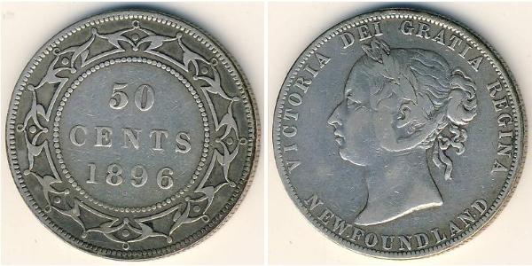 50 Цент Ньюфаундленд і Лабрадор Срібло Вікторія (1819 - 1901)