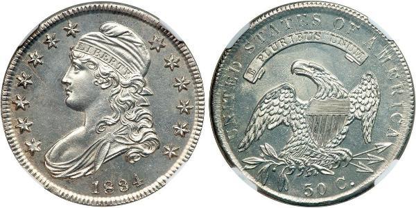 50 Цент США (1776 - ) Срібло 