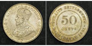 50 Цент Стрейтс-Сетлментс (1826 - 1946) Срібло Георг V (1865-1936)