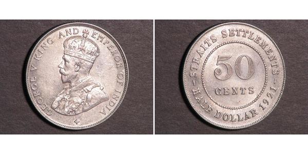 50 Цент Стрейтс-Сетлментс (1826 - 1946) Срібло Георг V (1865-1936)
