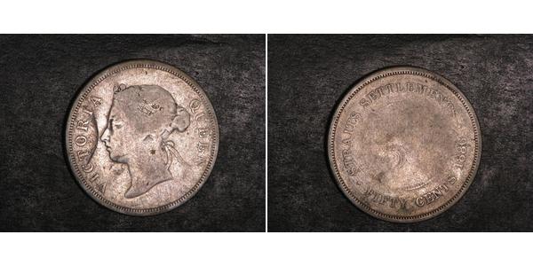 50 Цент Стрейтс-Сетлментс (1826 - 1946) Срібло Вікторія (1819 - 1901)