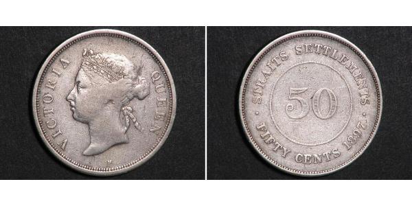 50 Цент Стрейтс-Сетлментс (1826 - 1946) Срібло Вікторія (1819 - 1901)