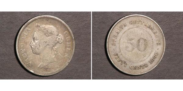 50 Цент Стрейтс-Сетлментс (1826 - 1946) Срібло Вікторія (1819 - 1901)