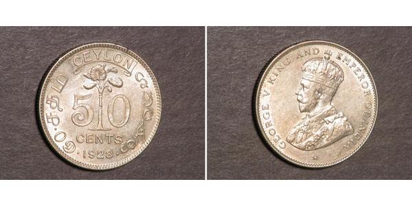 50 Цент Шрі Ланка/Цейлон Срібло Георг V (1865-1936)