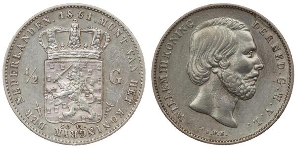 50 Цент / 1/2 Гульден Королевство Нидерланды (1815 - ) Серебро Виллем III