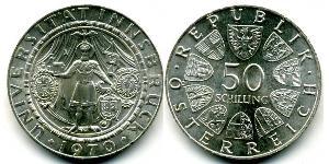 50 Шиллинг Австрийская Республика(1955 - ) Серебро 