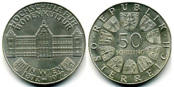 50 Шиллинг Австрийская Республика(1955 - ) Серебро 