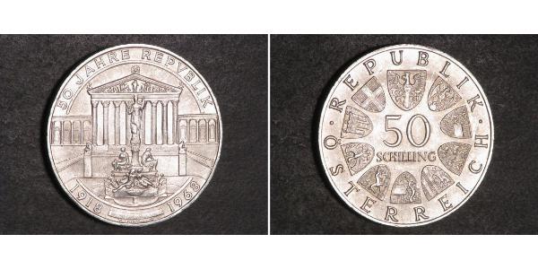 50 Шиллинг Австрийская Республика(1955 - ) Серебро 