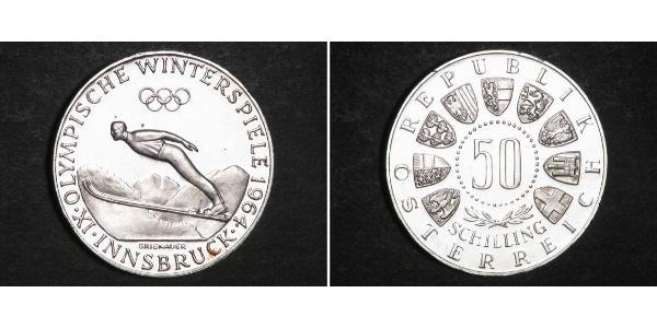 50 Шиллинг Австрийская Республика(1955 - ) / Австрия Серебро 