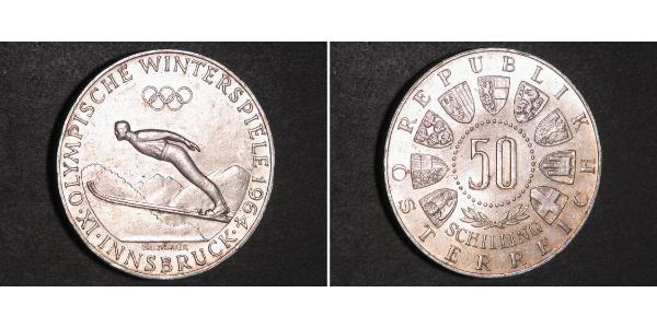 50 Шиллинг Австрийская Республика(1955 - ) / Австрия Серебро 