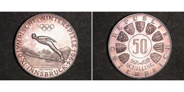 50 Шиллинг Австрийская Республика(1955 - ) / Австрия Серебро 