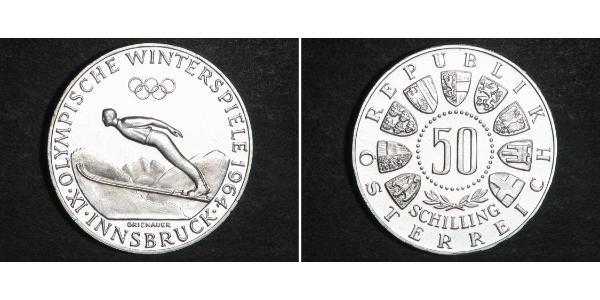50 Шилінг Австрійська Республіка (1955 - ) / Австрія Срібло 