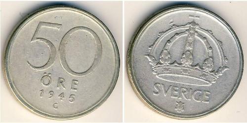 50 Эре Швеция Серебро 