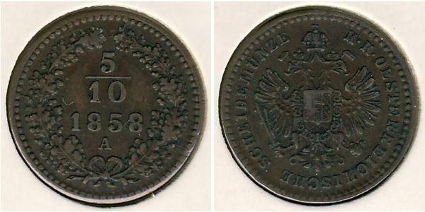 5/10 Kreuzer Imperio austríaco (1804-1867) Cobre 