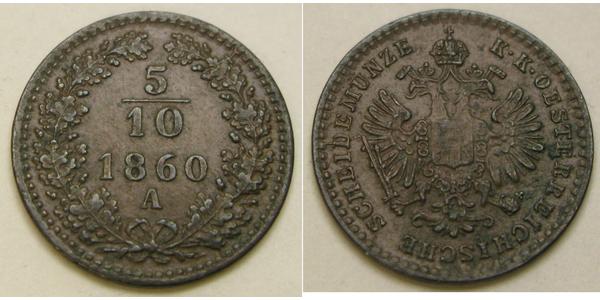 5/10 Kreuzer Impero austriaco (1804-1867) Rame 