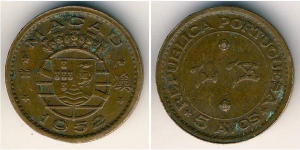 5 Avo Macao (1862 - 1999) / Portugal Bronce 