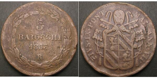 5 Baiocco Estados Pontificios (752-1870) Cobre 