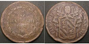 5 Baiocco Kirchenstaat (752-1870) Kupfer 