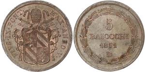 5 Baiocco 教皇国 (754 - 1870) 銅 