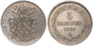 5 Baiocco 教皇国 (754 - 1870) 銅 