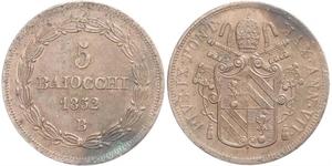 5 Baiocco 教皇国 (754 - 1870) 銅 