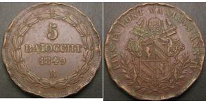 5 Baiocco 教皇国 (754 - 1870) 銅 