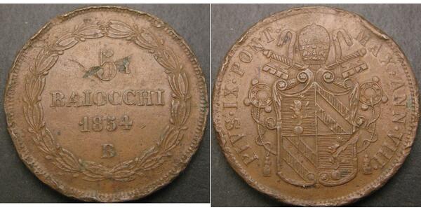 5 Baiocco 教皇国 (754 - 1870) 銅 