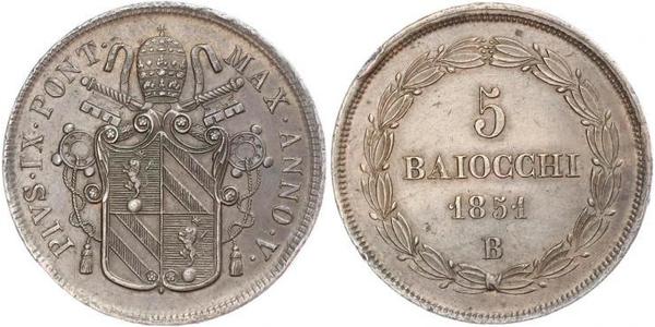5 Baiocco 教皇国 (754 - 1870) 銅 