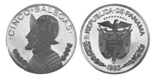 5 Balboa Panama Argent Vasco Núñez de Balboa (1475 – 1519)