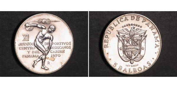 5 Balboa Panamá Argento 