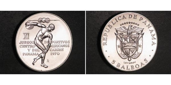 5 Balboa Panamá Argento 