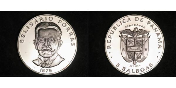 5 Balboa Republic of Panama Copper/Nickel Belisario Porras Barahona (1856 - 1942)