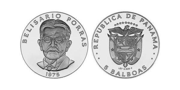 5 Balboa Panamá Níquel/Cobre Belisario Porras (1856 - 1942)