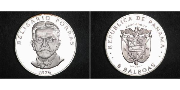 5 Balboa Panamá Níquel/Cobre Belisario Porras (1856 - 1942)