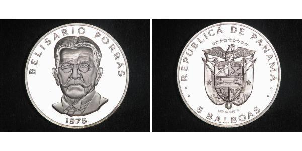 5 Balboa Panamá Níquel/Cobre Belisario Porras (1856 - 1942)