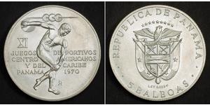 5 Balboa Panamá Plata 