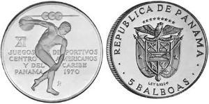 5 Balboa Panamá Plata 