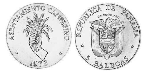 5 Balboa Panamá Plata 