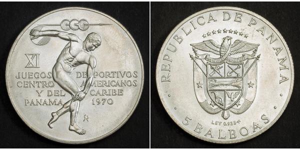 5 Balboa Panamá Plata 