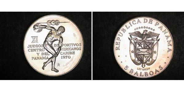 5 Balboa Panamá Plata 